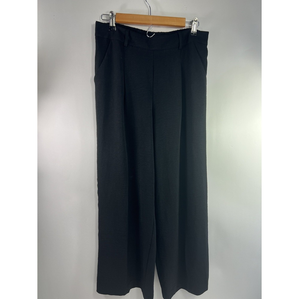 Nicole Miller Pants Women's Sz M Black‎ Pull On Elastic Back Waist Pleated Front
